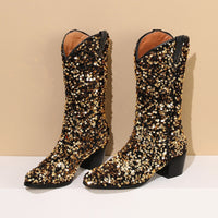 Thumbnail for Sequin Cowboy Mid Calf Western Boots