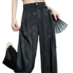Harajuku Japandi Jacquard Wide Leg Linen Cotton Clothing - Front View | Urban Wear Outsiders
