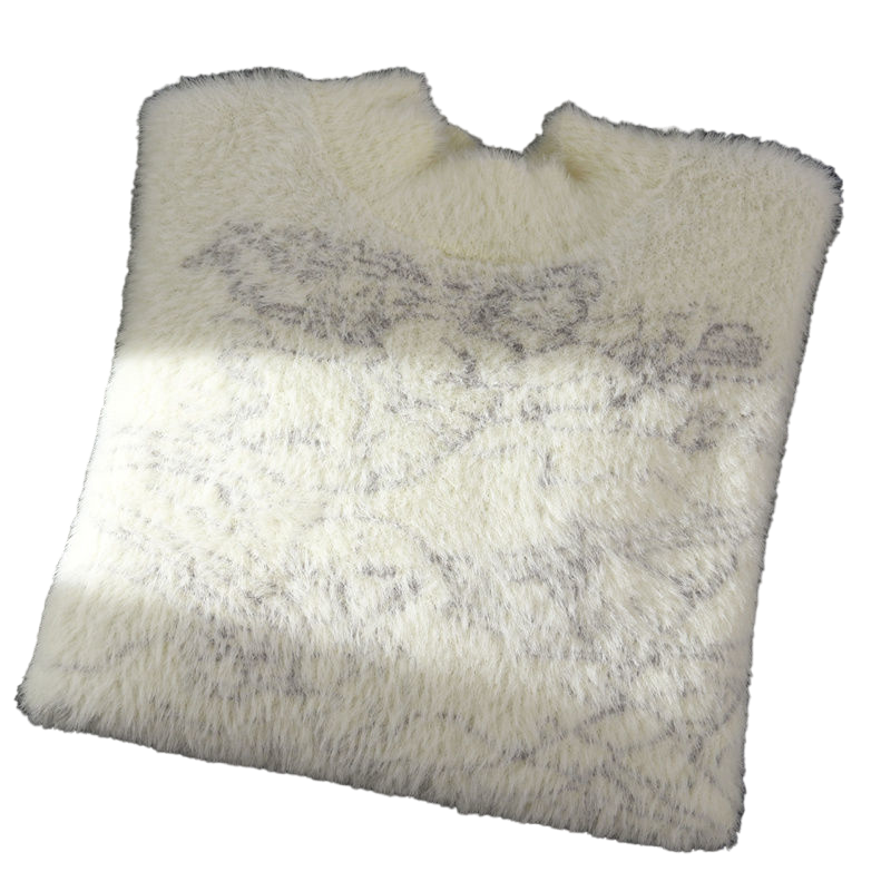 Furry Lazy Round Neck Sweater - White-White / One Size