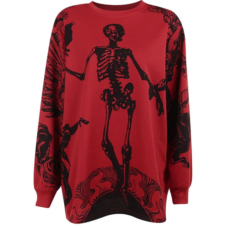 Übergroßes Sweatshirt mit Gothic-Skelett-Print