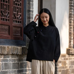 Chinese Style Tang Suit Traditional Clothes Ethnic Long Sleeve Hanfu Linen - view 4