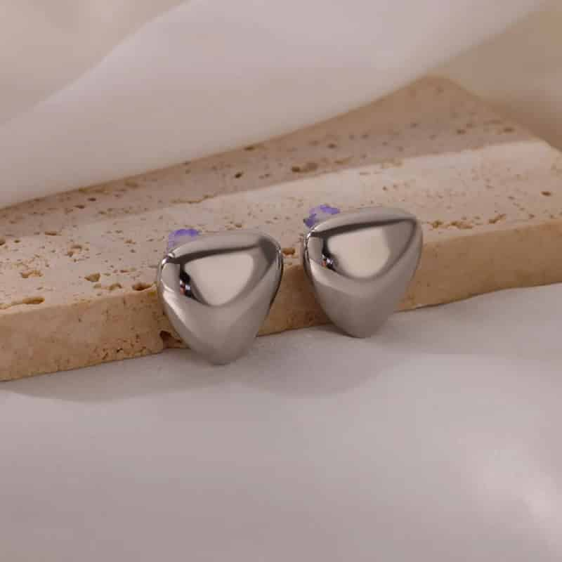 Stainless Steel Irregular Face Shaped Stud Earrings