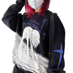 Anime Print Knitted Y2K Pullover Sweater