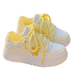 Pastel Chunky Lace Sneaker White Yellow Pink