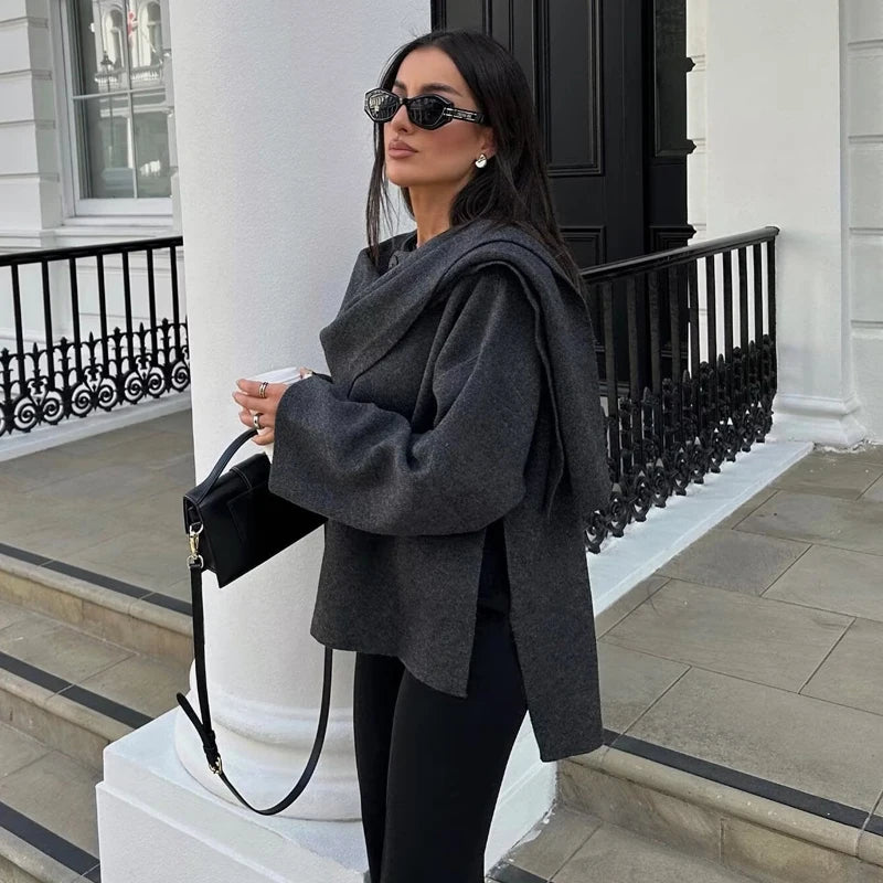 Harajuku Japandi Asymmetric Linen Cotton Jacket - Back View | Urban Wear Outsiders