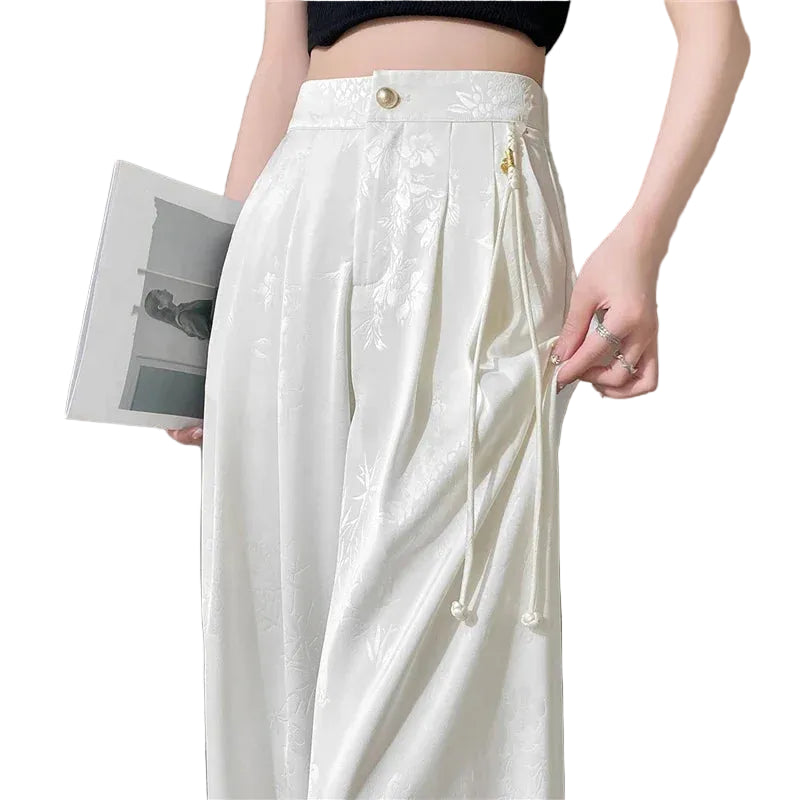 Harajuku Japandi Jacquard Wide Leg Linen Cotton Clothing | Urban Wear Outsiders