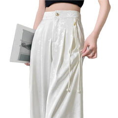 Harajuku Japandi Jacquard Wide Leg Linen Cotton Clothing | Urban Wear Outsiders