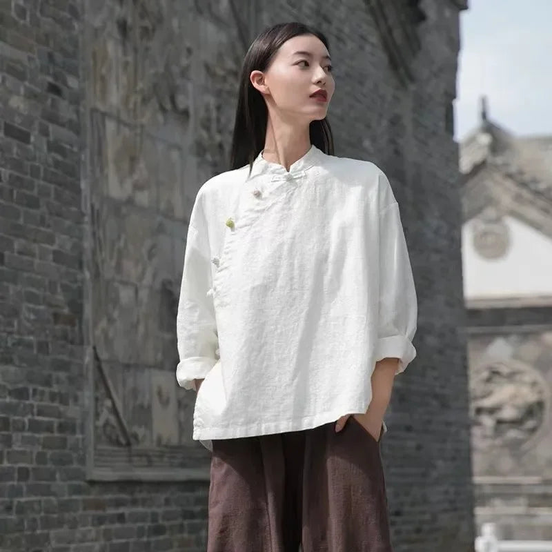 Chinese Style Tang Suit Traditional Clothes Ethnic Long Sleeve Hanfu Linen | Urban Wear Outsiders