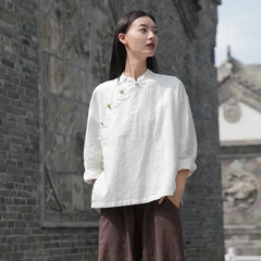 Chinese Style Tang Suit Traditional Clothes Ethnic Long Sleeve Hanfu Linen | Urban Wear Outsiders