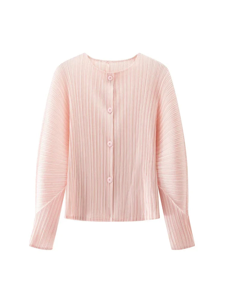 Round Neck Knit Long Sleeve Button Up Cardigan
