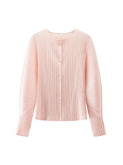 Round Neck Knit Long Sleeve Button Up Cardigan