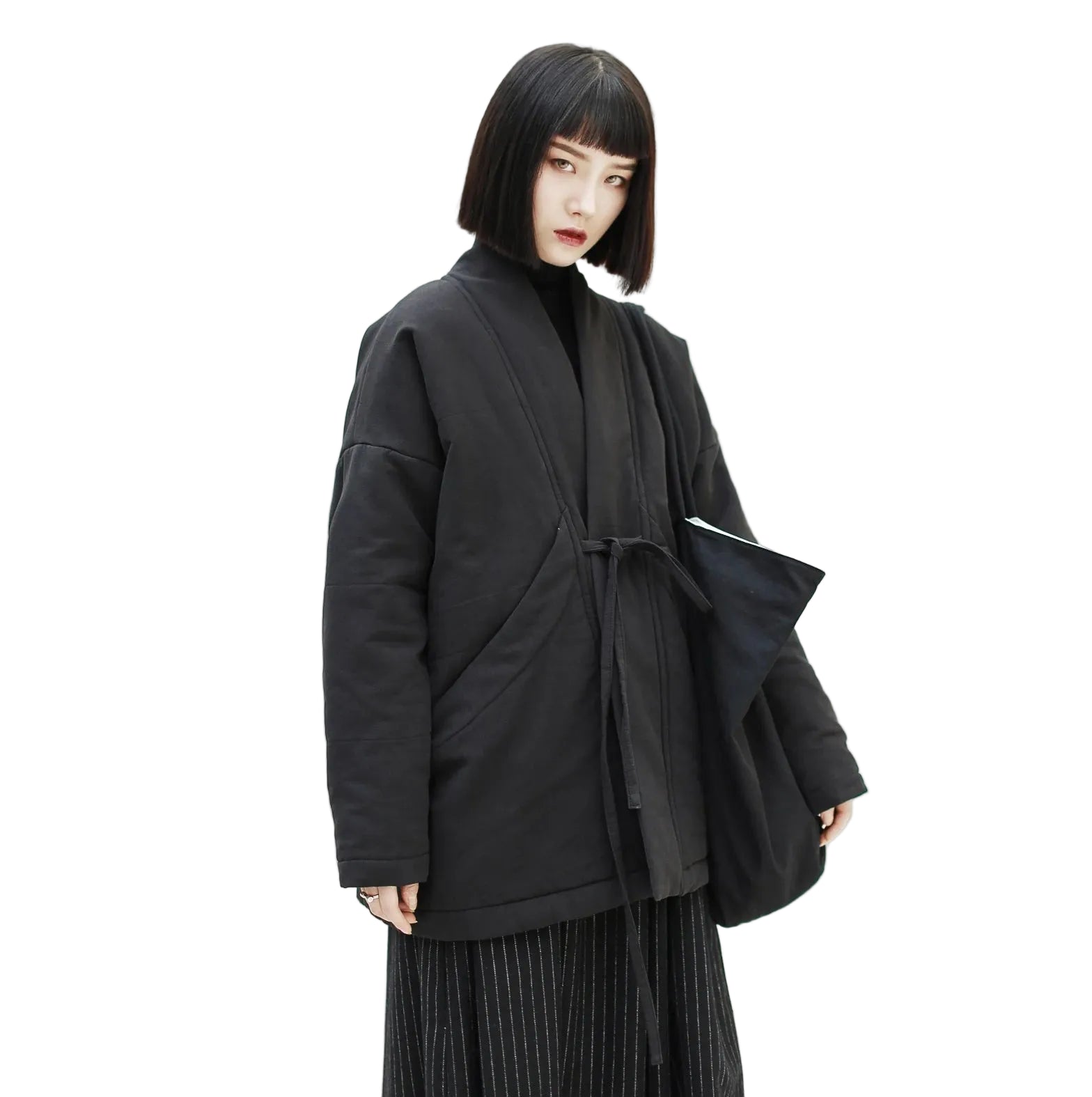 Harajuku Japandi Kimono Haori Noragi Linen Cotton Kimono Jacket (Shirt) V45 - Front View | Urban Wear Outsiders