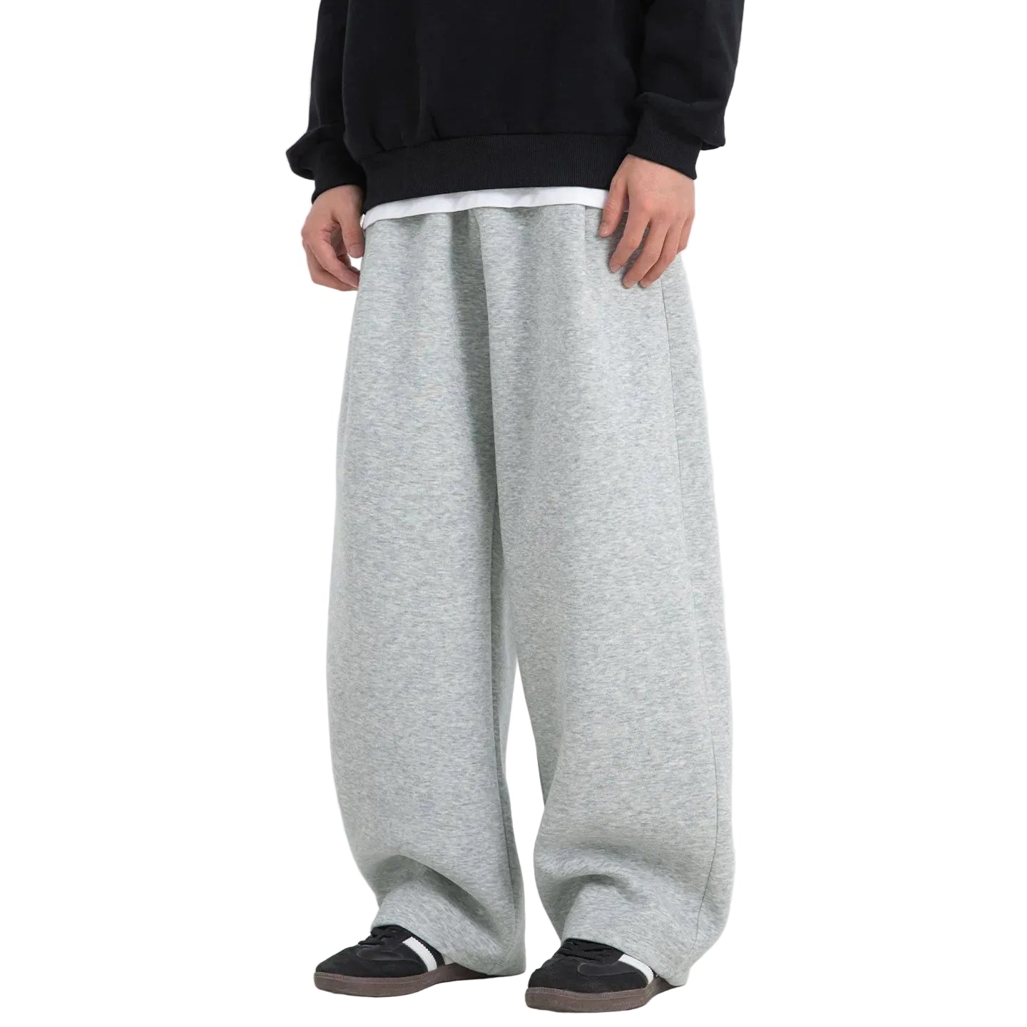 Zen Minimalist Pleated Elastic Waist Drawstring Cotton Denim Trousers - Front View | Urban Wear Outsiders