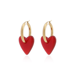 Heart Eardrop Stainless Steel Hoop Earrings