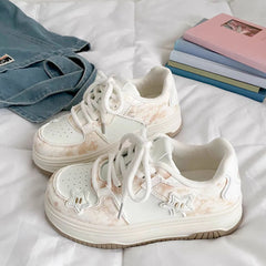 Pink Velvet Star Sneaker Chunky Sole Pastel