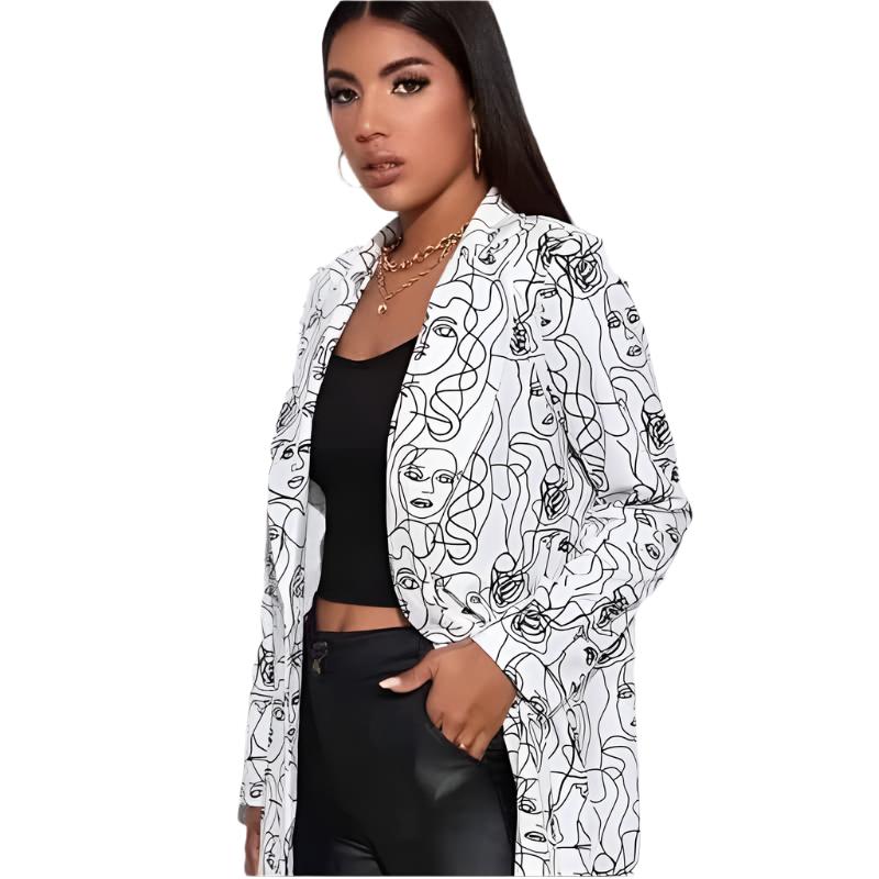 Elegant Graffiti Street High Lapel Blazer