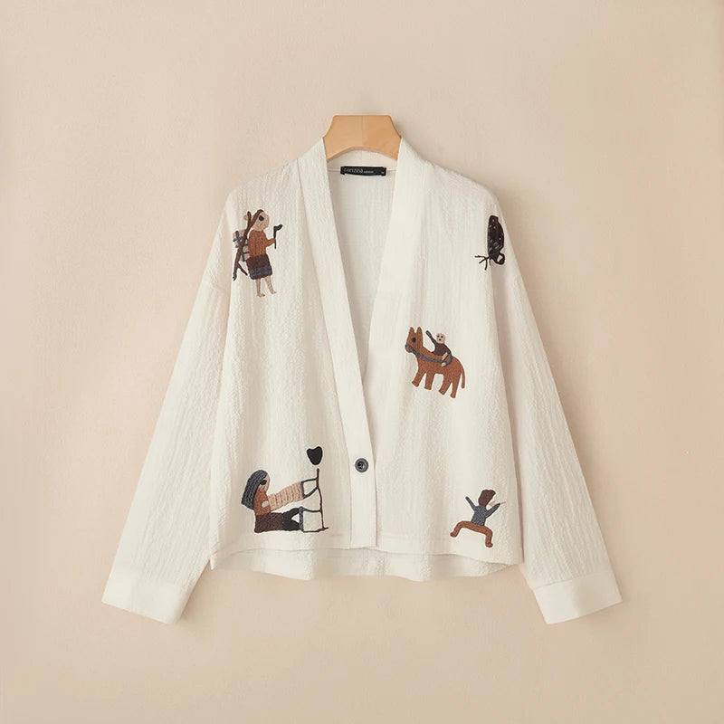 Harajuku Japandi Kimono Haori Noragi Linen Cotton Kimono Jacket (Shirt) V23 | Urban Wear Outsiders