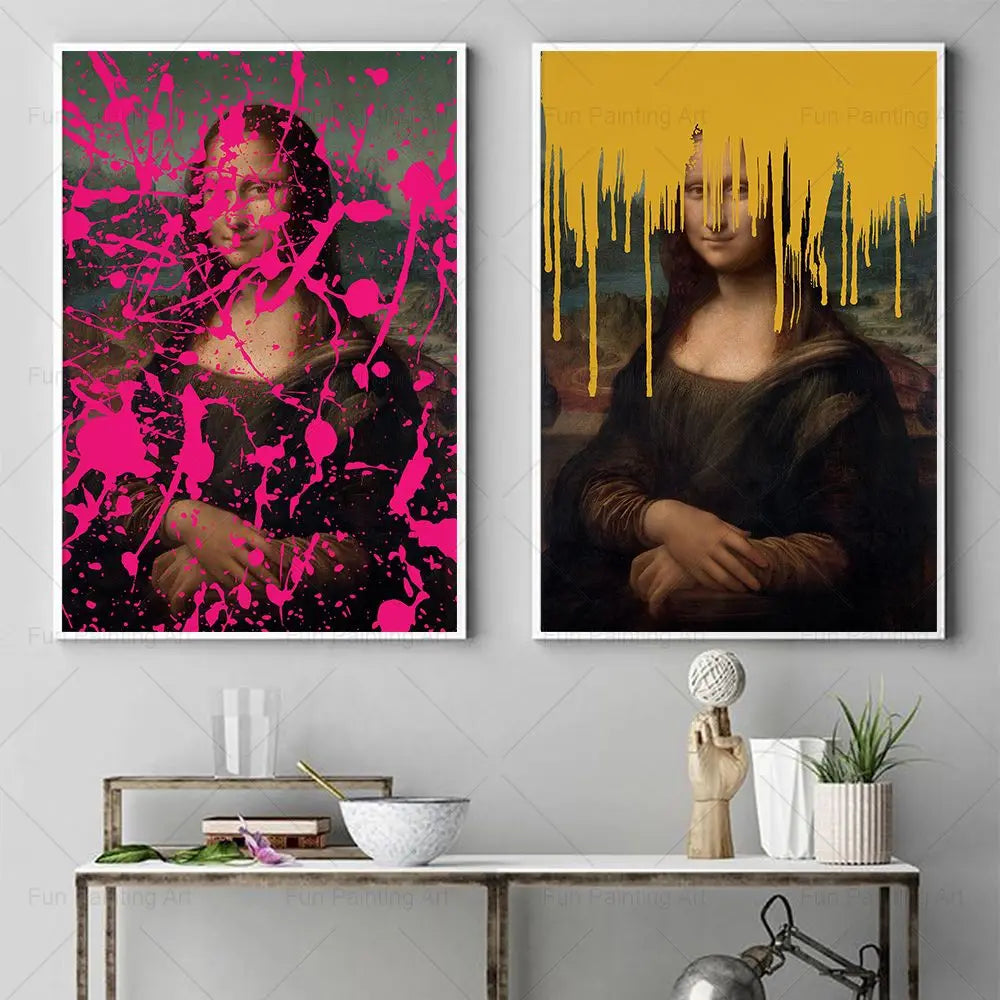 Mona Lisa Abstract Painting Modern Wall Art Canvas