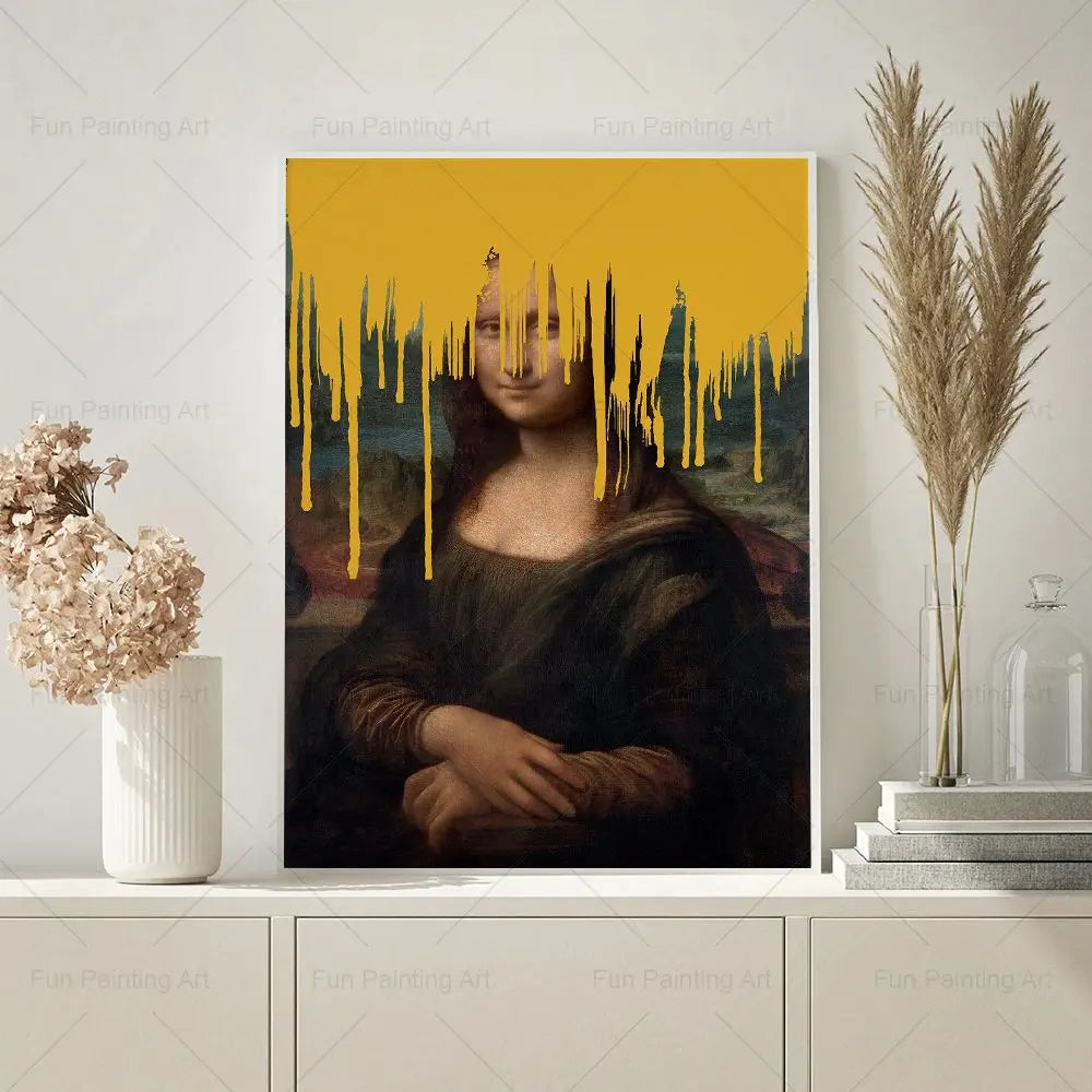 Mona Lisa Abstract Painting Modern Wall Art Canvas