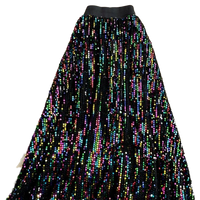 Thumbnail for Sequined Elastic High Waist Long Skirt - Multicolored / S