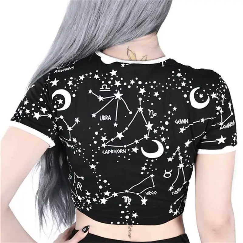 Zodiacal Constellations Galaxy Crop Top