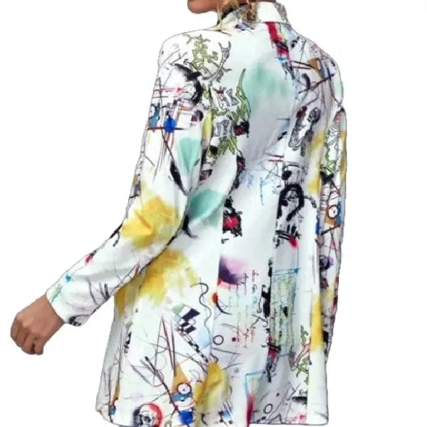 Abstract Art Print Long Sleeve Lapel Blazer
