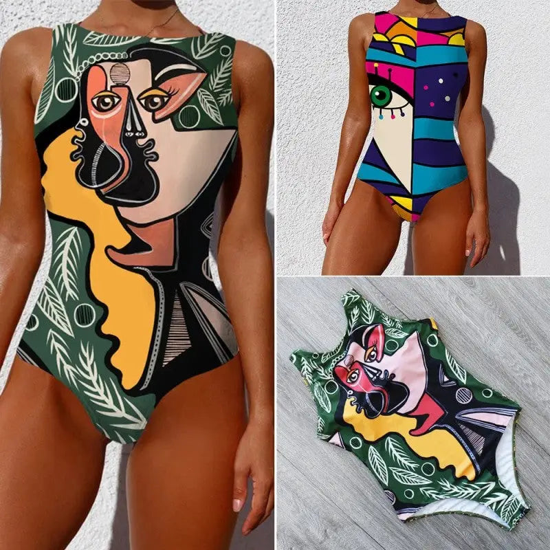 Abstract Colorful Graffiti One-Piece Swimsuit