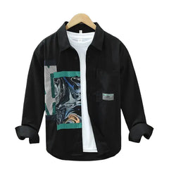 Abstract Pattern Print Shirt for Men and Women Black / M