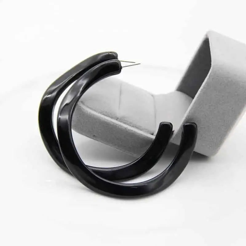 Acetate Resin Round C Hoop Earrings