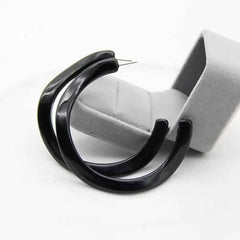 Acetate Resin Round C Hoop Earrings