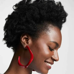 Acetate Resin Round C Hoop Earrings