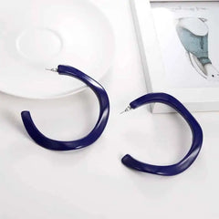 Acetate Resin Round C Hoop Earrings