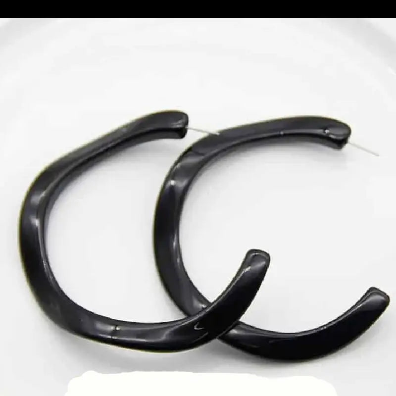 Acetate Resin Round C Hoop Earrings