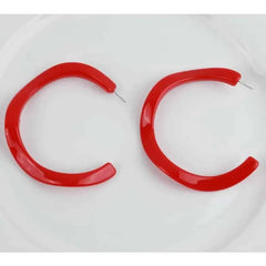 Acetate Resin Round C Hoop Earrings