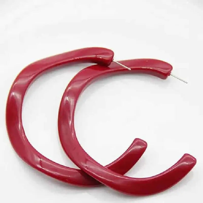 Acetate Resin Round C Hoop Earrings