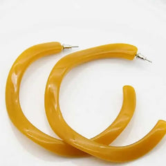 Acetate Resin Round C Hoop Earrings