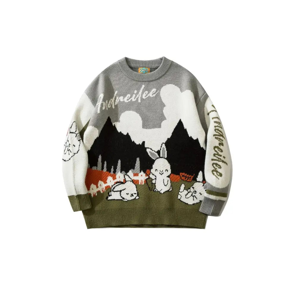 Acrylic Andreilee Long Sleeve Rabbit Sweater Green / S