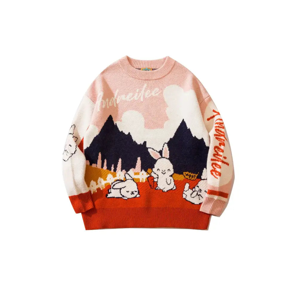 Acrylic Andreilee Long Sleeve Rabbit Sweater Red / S