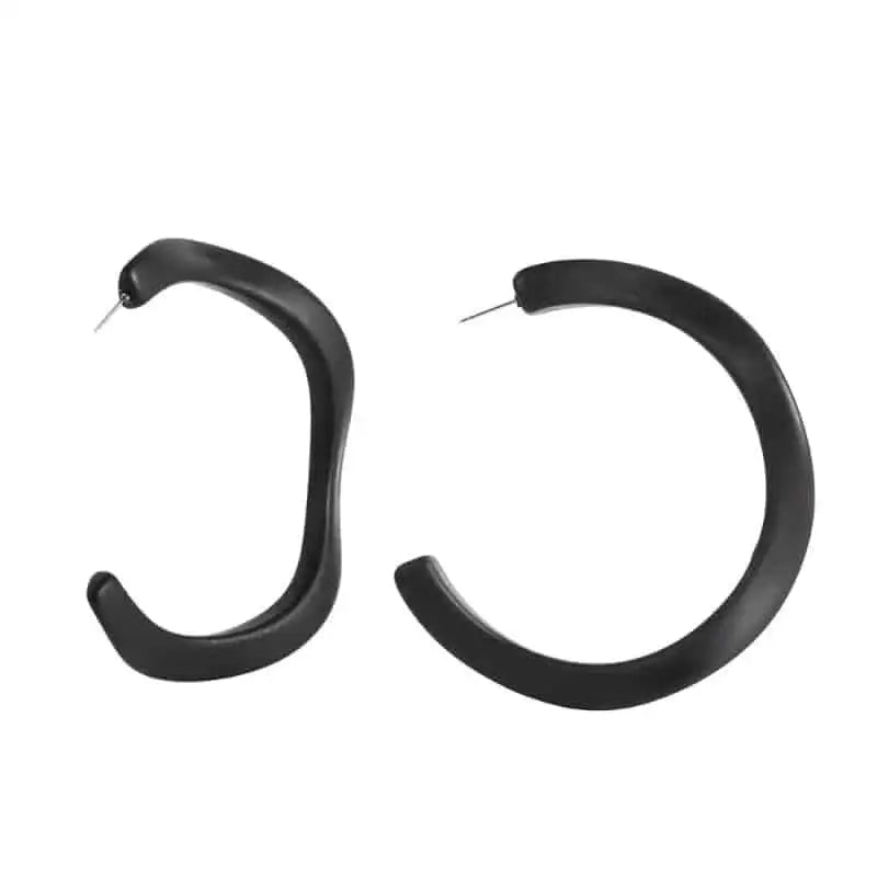 Acrylic C Hoop Irregular Shape Earrings - Matte black