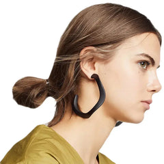Acrylic C Hoop Irregular Shape Earrings - Shiny Black