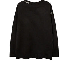 Acrylic Embroidered Wide Sweater with Heart Design