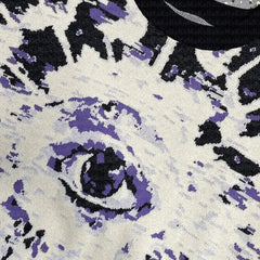 Acrylic Eye Graphic Knit Crop Sweater