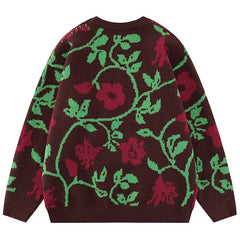 Acrylic Flower Embroidery Knitted Sweater
