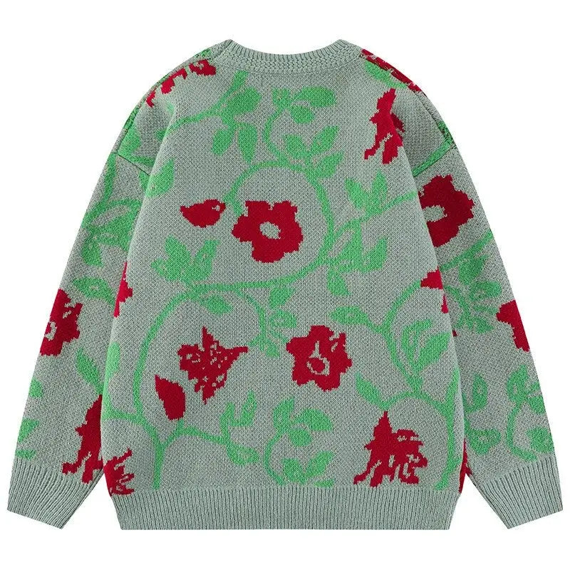Acrylic Flower Embroidery Knitted Sweater