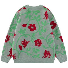 Acrylic Flower Embroidery Knitted Sweater