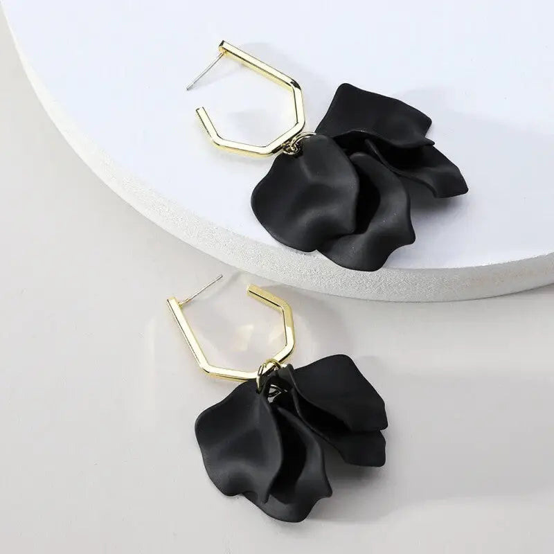 Acrylic Flower Petals Long Dangle Earrings