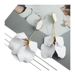 Acrylic Flower Petals Long Dangle Earrings