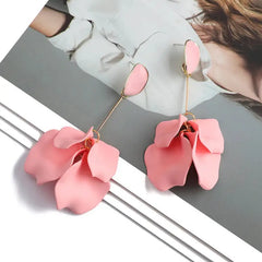 Acrylic Flower Petals Long Dangle Earrings