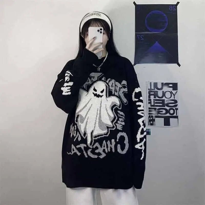Acrylic Fun Cartoon Knitting Oversized Sweater