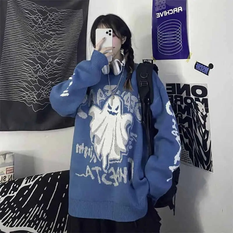 Acrylic Fun Cartoon Knitting Oversized Sweater